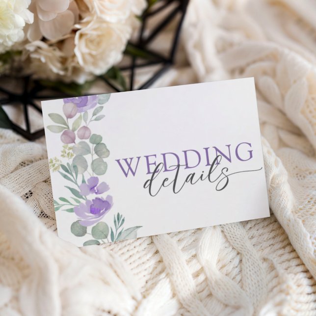 Boho Purple Floral Watercolor Wedding RSVP Card (Creator Uploaded)