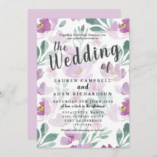 Boho Purple Floral Wedding Invitation