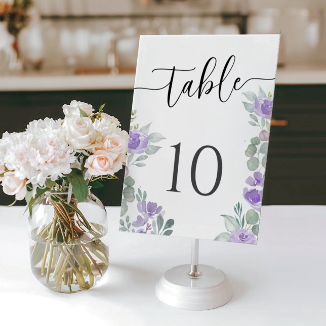 Boho Purple Floral Wedding Table Number (Creator Uploaded)
