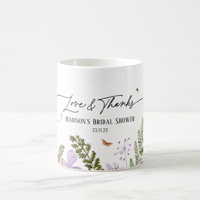 Boho Purple Florals Bridal Shower Party Gift Mug (Center)