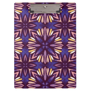 Boho Purple Flower Pattern - Dark Floral Aesthetic Clipboard