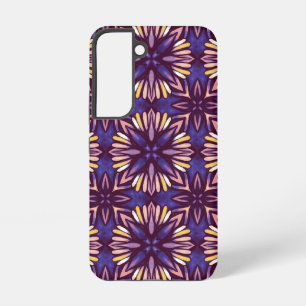 Boho Purple Flower Pattern - Dark Floral Aesthetic Samsung Galaxy Case