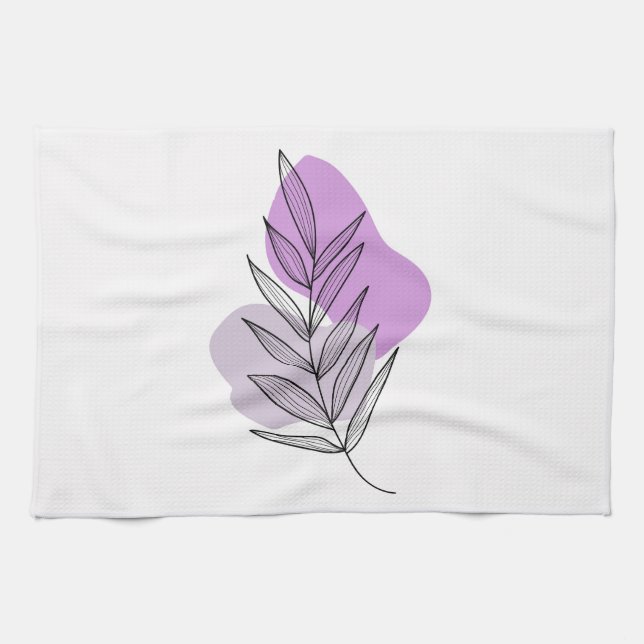 Boho purple flower tea towel (Horizontal)