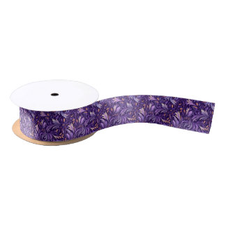 Boho purple foliage satin ribbon