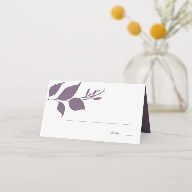 Boho Purple Foliage Wedding Place Card (Front)