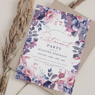 Boho Purple Garden Floral Retirement Party Invitation