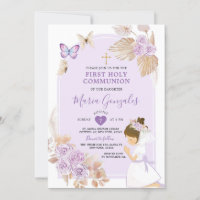 Boho Purple Girl First Holy Communion Butterfly