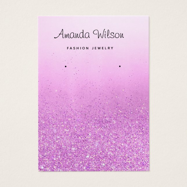 Boho Purple glitter jewellery earring display card (Front)