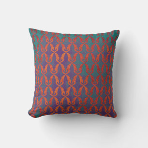 Boho Purple Green Orange Pattern Reversible Cushion