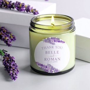 Boho Purple Lavender Watercolor Favor Wedding Classic Round Sticker