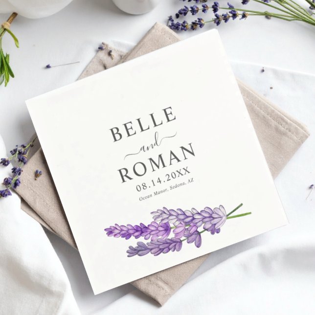 Boho Purple Lavender Watercolor Wedding   Napkin (Creator Uploaded)