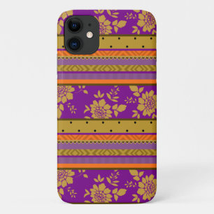 Boho Purple Mustard Yellow Orange Floral Pattern Case-Mate iPhone Case