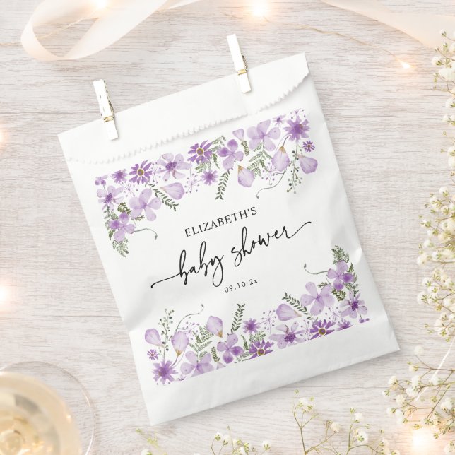 Boho Purple Neutral Baby Shower Favour Bag (Clipped)