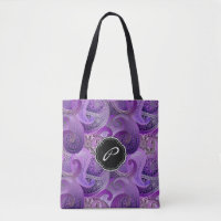 Boho Purple Paisley Pattern with Monogram