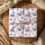 Boho Purple Watercolor floral pattern  Wrapping Paper<br><div class="desc">Enhance any gift with our modern floral design gift wrap, adding a special touch to your presents. This pretty boho wrapping paper features elegant watercolor florals on a pristine white background. The all-over repeating pattern in shades of purple and blue is perfect for weddings, bridal showers, birthdays, and more. Elevate...</div>