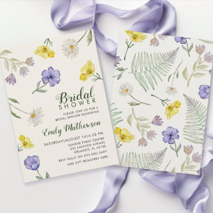Boho Purple & Yellow Wildflower Bridal Shower Invitation