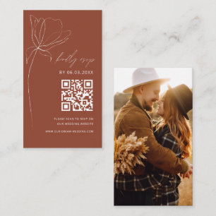 Boho QR Code Minimalist RSVP Wedding Website Enclosure Card