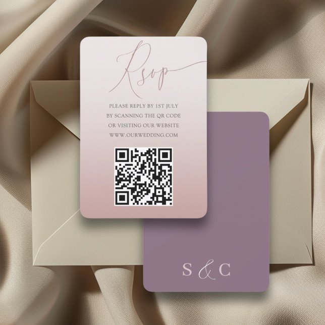 Boho QR Code Rose Gold Simple RSVP Wedding (Creator Uploaded)