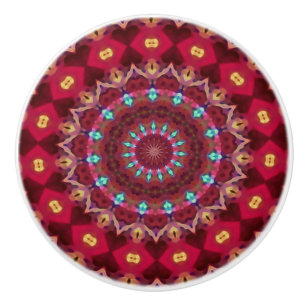 Boho Quilt Ceramic Knob