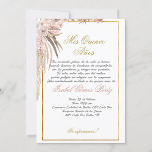 Boho Quinceanera invitation
