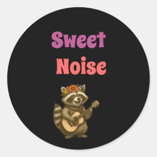 Boho Racoon Music Lover Sweet Noise Floral Classic Round Sticker