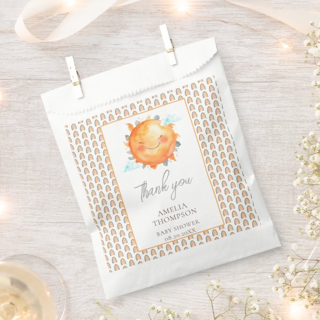 Boho Rainbow A Little Ray Of Sunshine Baby Shower Favour Bags (Clipped)