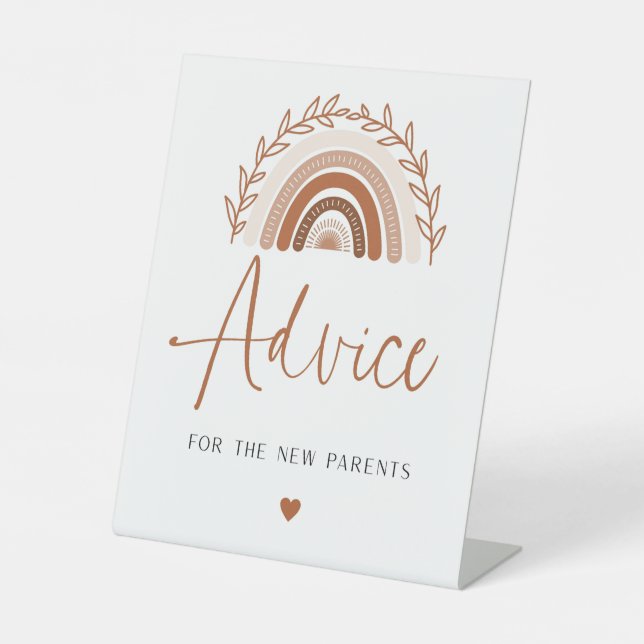 Boho Rainbow Advice and Wishes Baby shower Sign (Front)