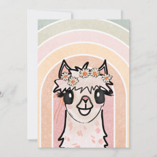 Boho Rainbow Alpaca Fiesta Birthday Invitation