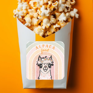 Boho Rainbow Alpaca Food Square Sticker