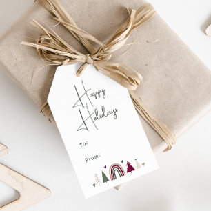 Boho Rainbow and Hearts Happy Holidays To and From Gift Tags