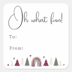 Boho Rainbow and Hearts Oh What fun To From Square Sticker