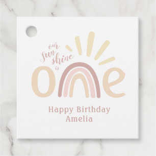 Boho Rainbow and Sunshine 1st Birthday Favour Tags