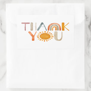 Boho Rainbow and Sunshine Colourful Thank You  Rectangular Sticker