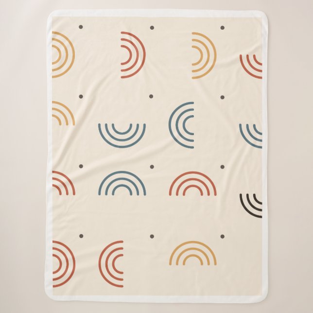 Boho Rainbow Arches Seamless Pattern Sherpa Blanket (Front)