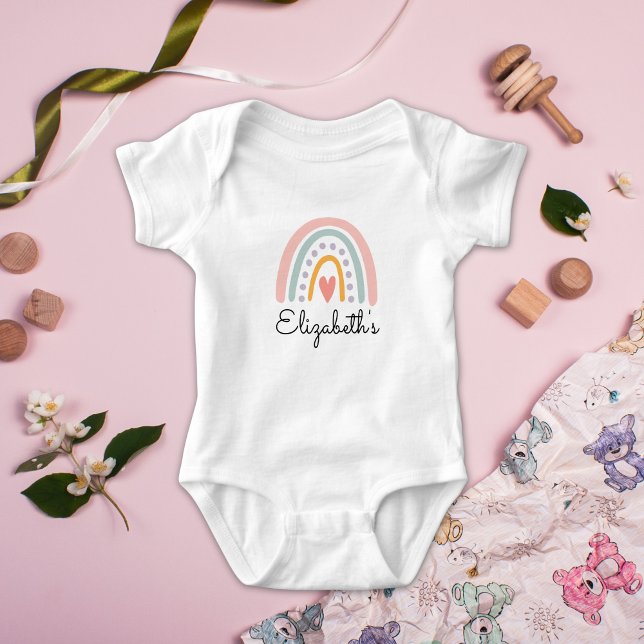 Boho Rainbow Baby Girl | Pastel Minimalist Baby  Baby Bodysuit (Creator Uploaded)