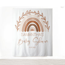  Boho Rainbow Baby Shower Backdrop, Terracotta
