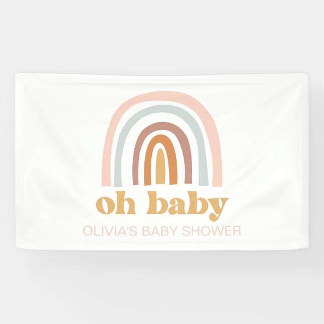 Boho Rainbow Baby Shower Banner (Horizontal)