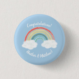 Boho Rainbow Baby Shower Blue Boy 3 Cm Round Badge