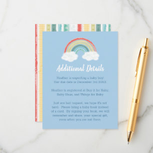 Boho Rainbow Baby Shower Blue Boy Enclosure Card