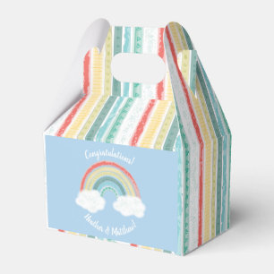 Boho Rainbow Baby Shower Blue Boy Favour Box