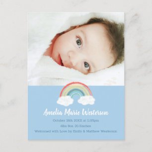 Boho Rainbow Baby Shower Blue Boy Postcard