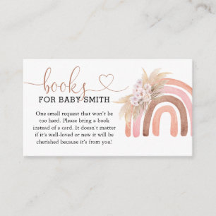 Boho Rainbow Baby Shower Books for Baby Enclosure Card