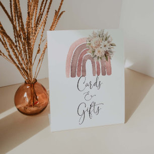 Boho Rainbow Baby Shower  Cards And Gifts Pedestal Sign