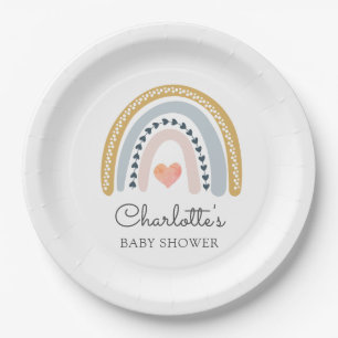Boho Rainbow Baby Shower Classic Paper Plate