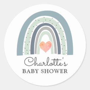 Boho Rainbow Baby Shower Classic Round Sticker