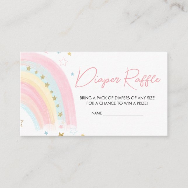 Boho Rainbow Baby Shower Diaper Raffle Enclosure Card (Front)