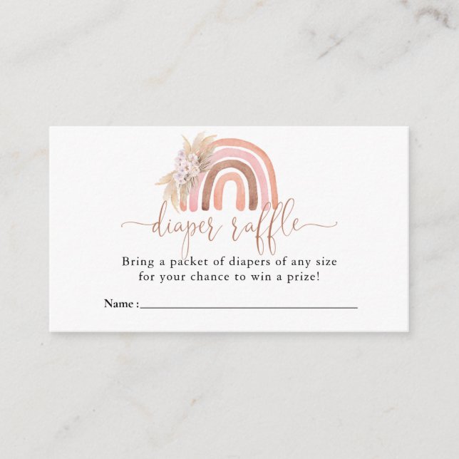 Boho Rainbow Baby Shower Diaper Raffle Enclosure Card (Front)