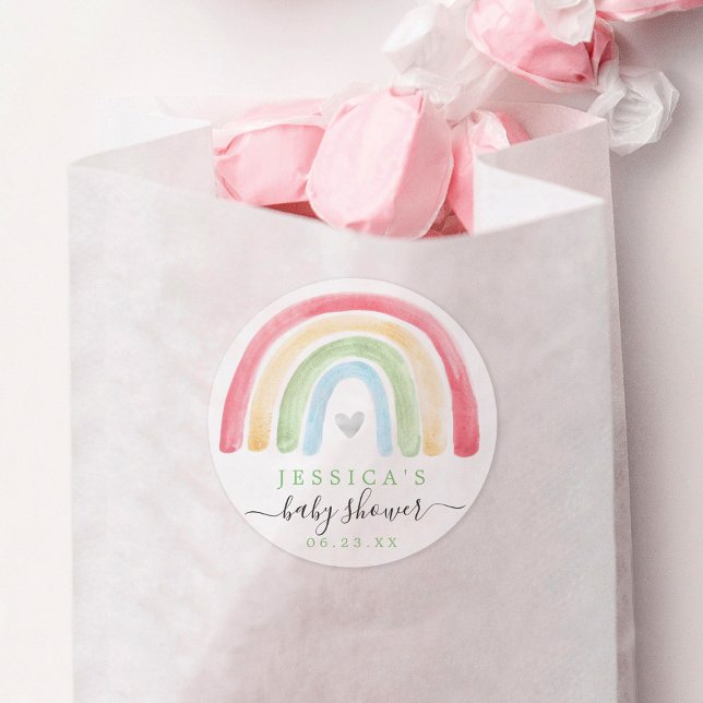 Boho Rainbow Baby Shower Favour Sticker (Creator Uploaded)