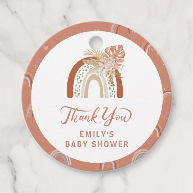Boho Rainbow Baby Shower Favour Tags (Front)