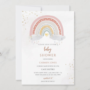 Boho Rainbow Baby Shower Invitation